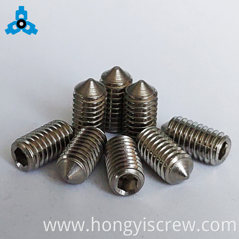 DIN914 No Head Hex Socket Stainless Steel Set Screw With Cone Point Allen Grub OEM Stock Support
